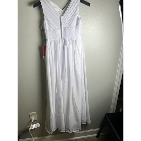 A-Line Pleated Chiffon Floor-Length Junior Girls Dress‎ white- J Size 10. Easter - Picture 15 of 16